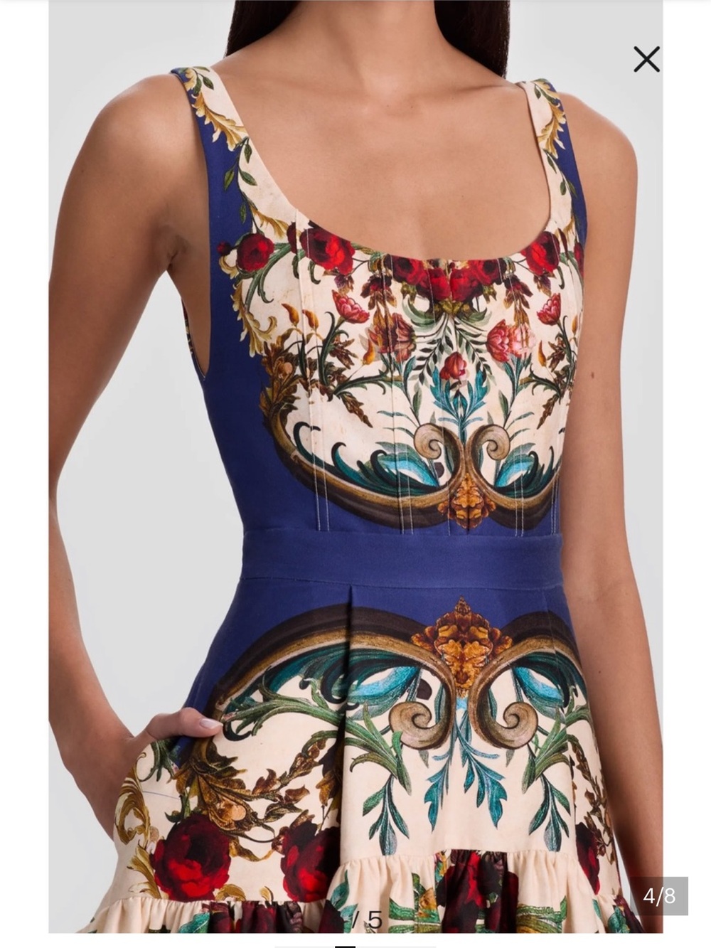 Alice + Olivia Diana Baroque Gilded Rose High-Low dress 4 New $660 - Picture 5 of 9